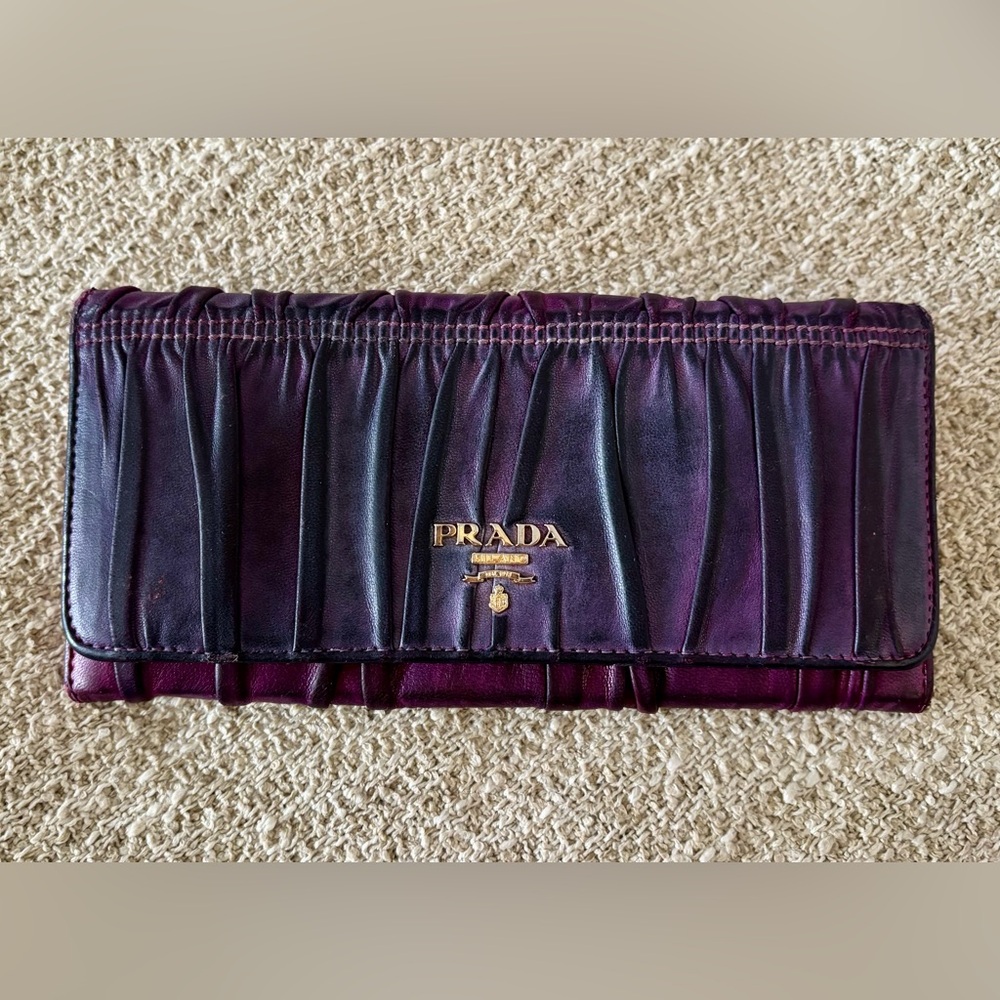 Prada Gaufre Purple and Pink Napa Continental Wallet